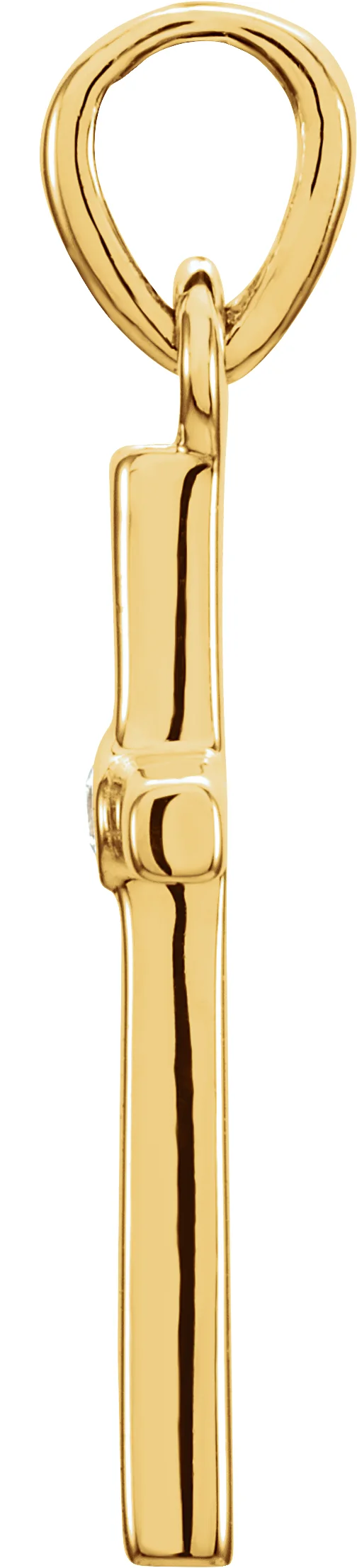 14K Yellow .01 CT Natural Diamond Cross Pendant, view 3
