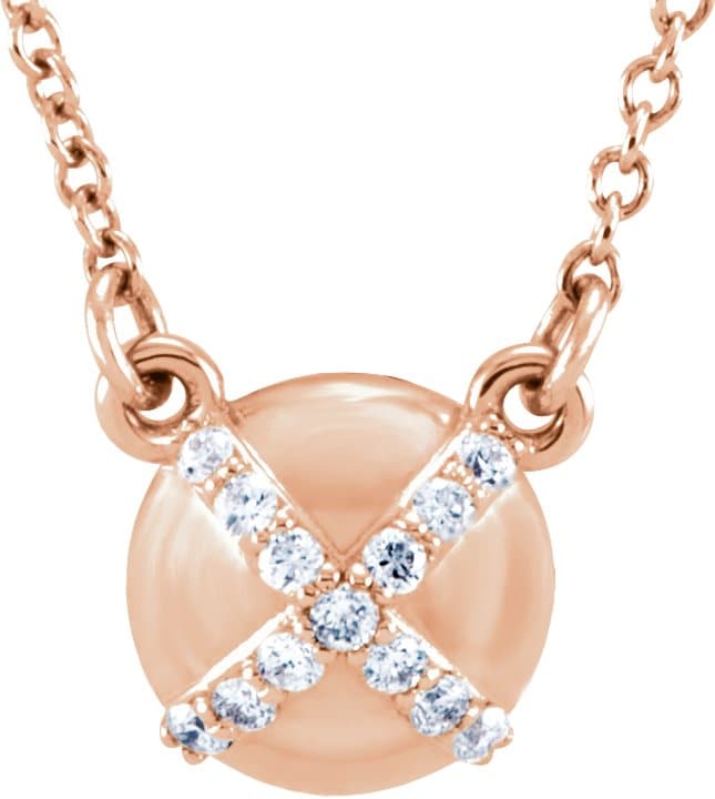 14K Rose .07 CTW Natural Diamond "X" 16 1/2" Necklace