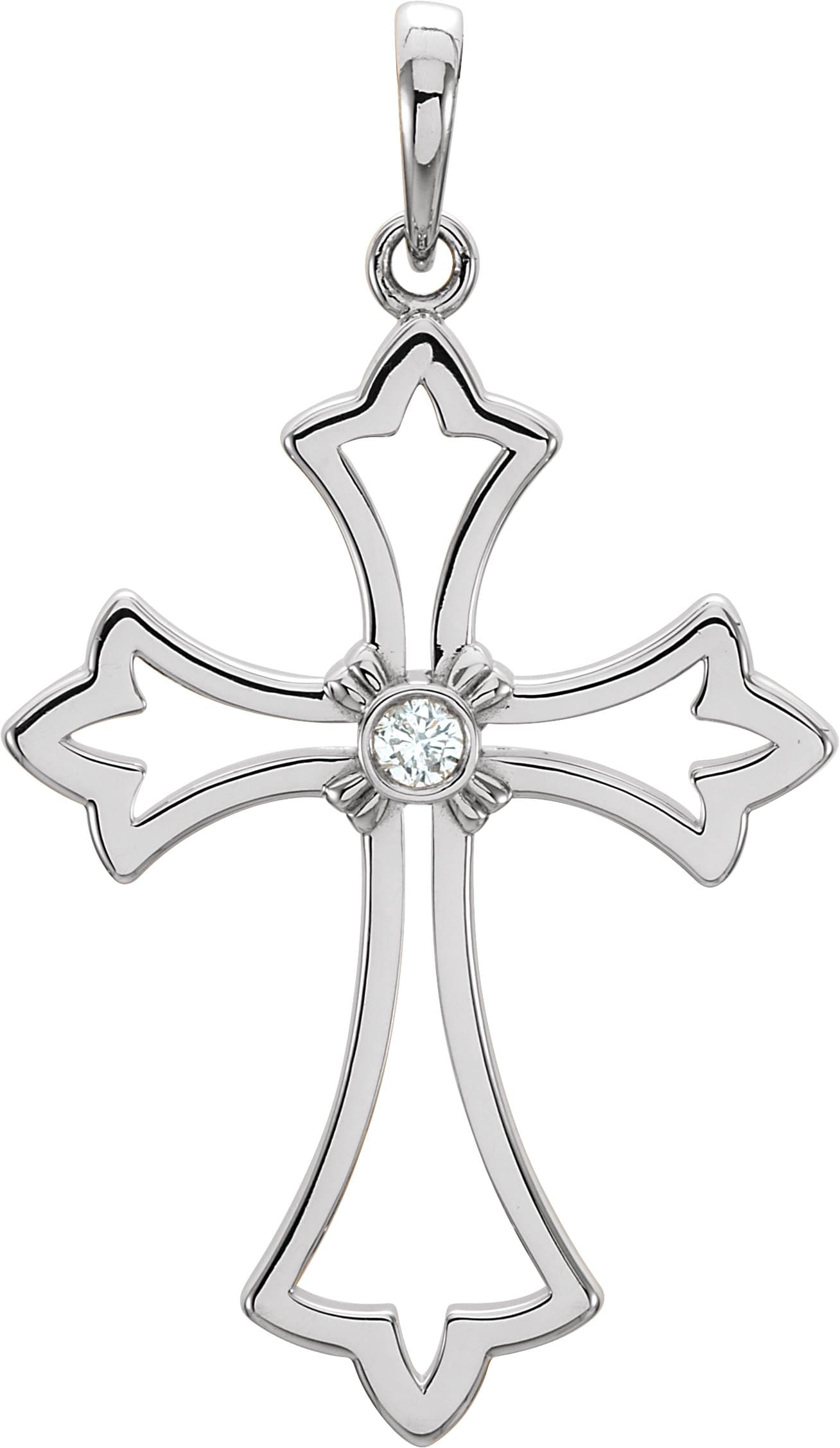 14K Rose .03 CT Natural Diamond Cross Pendant