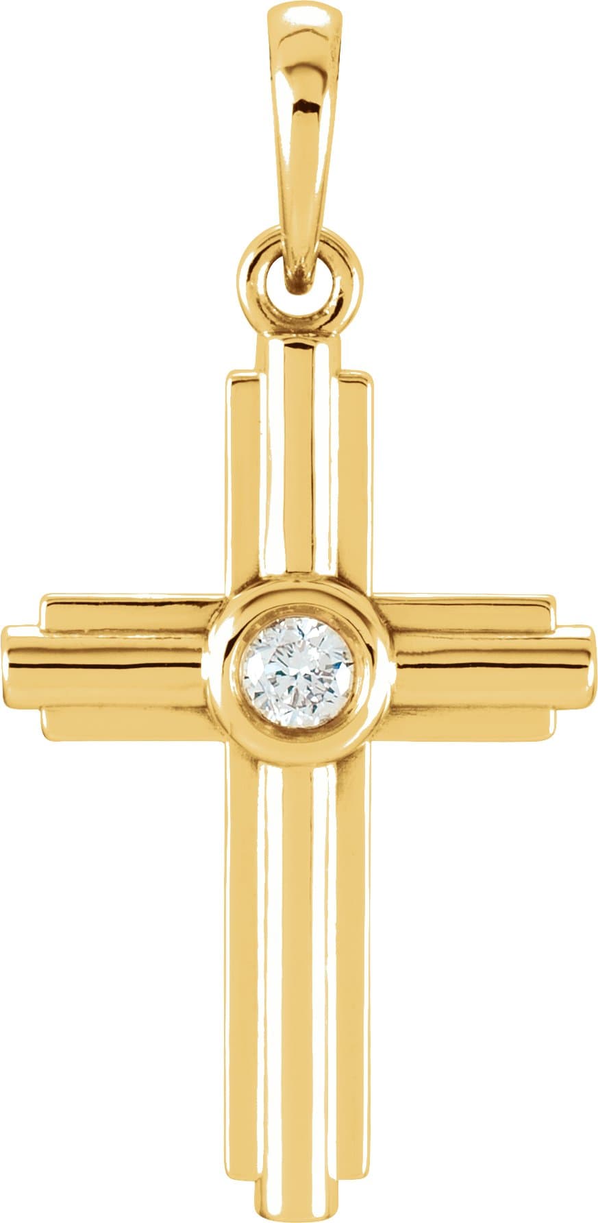 14K Rose .06 CT Natural Diamond Cross Pendant