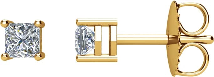 Square 4-Prong Stud Earrings