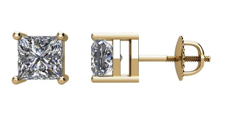 14K White 1 CT Natural Diamond Single Stud Earring
