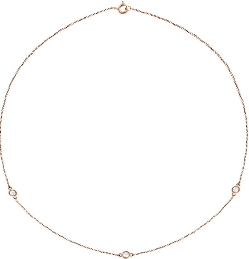 14K Rose 1/3 CTW Natural Diamond 3-Station 18" Necklace
