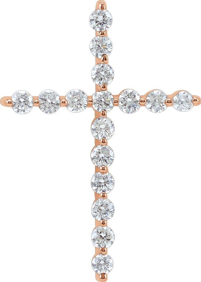 14K Rose 1 1/2 CTW Lab-Grown Diamond Cross Pendant