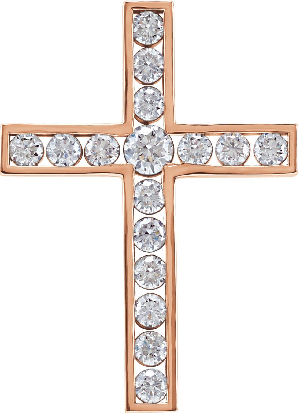 14K Rose 1 CTW Natural Diamond Cross Pendant