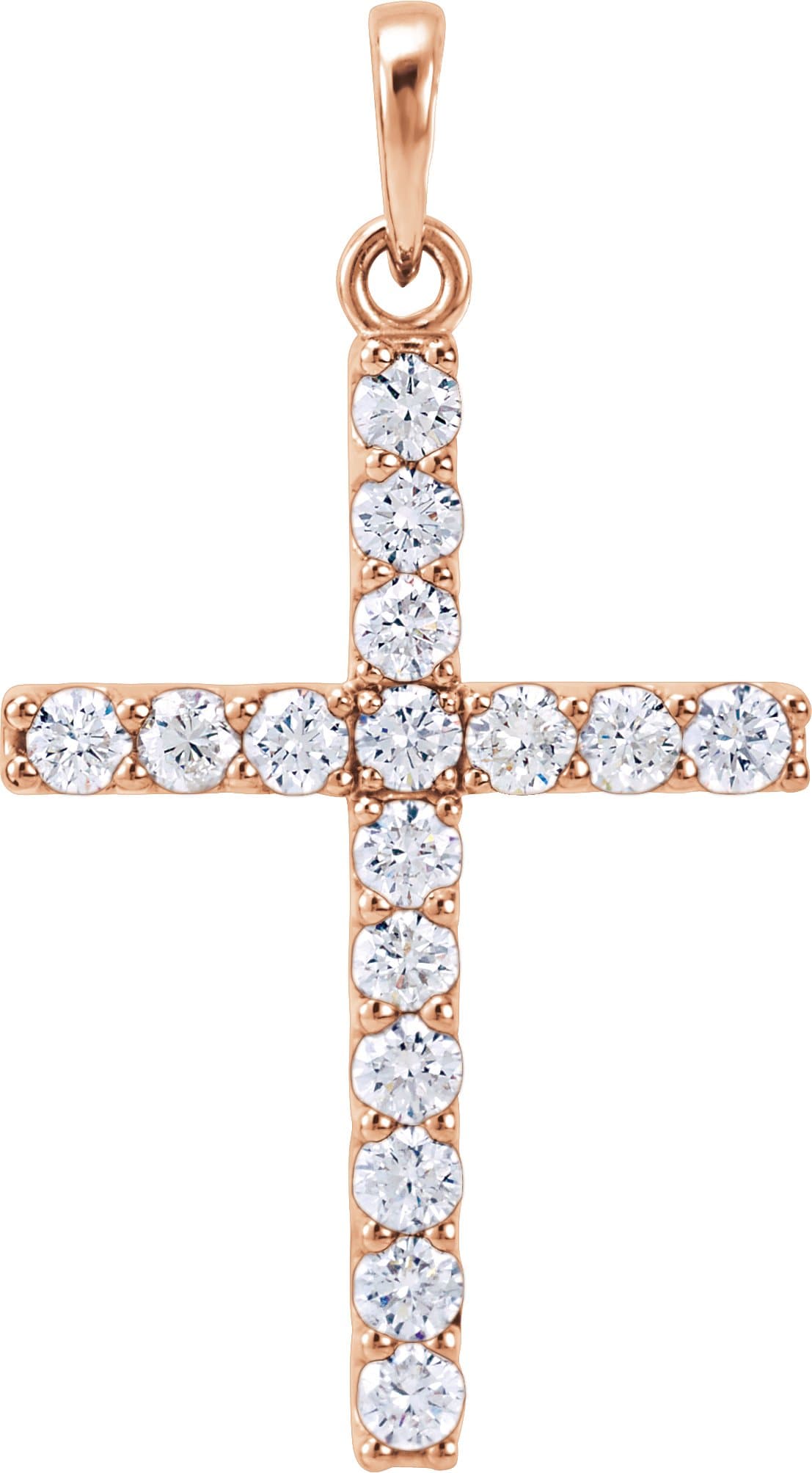 14K Rose Gold 3/4 CTW Natural Diamond Cross Pendant