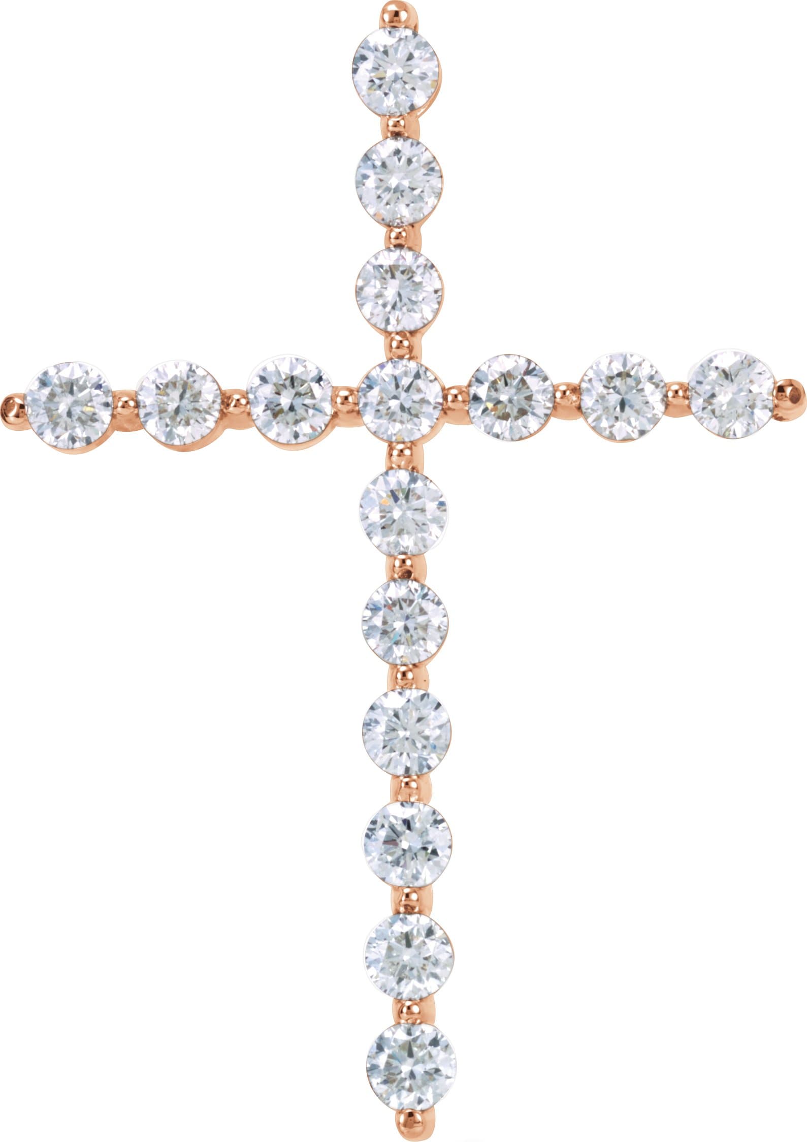 14K Rose 1  CTW Natural Diamond Cross Pendant