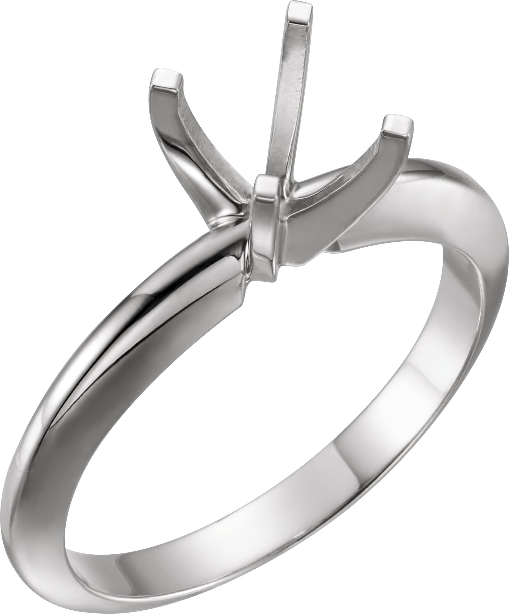 14K White Gold & Platinum 5.0-5.3 mm Round 4-Prong Solitaire Engagement Ring Mounting