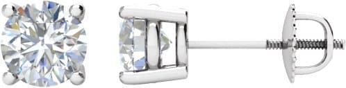 14K White 1/2 CT Natural Diamond Stud Earrings