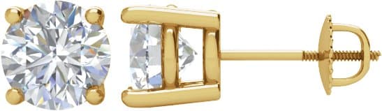 14K White 1/2 CT Natural Diamond Stud Earrings