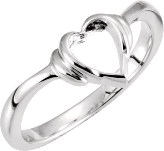 14K White Heart Ring