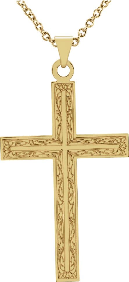 14K White 20.5x12 mm Cross 18 Necklace