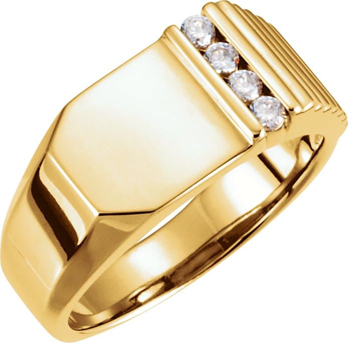 1/5 CTW Natural Diamond Ring 1/5 CTW Natural Diamond 10.5x10 mm Geometric Signet Ring