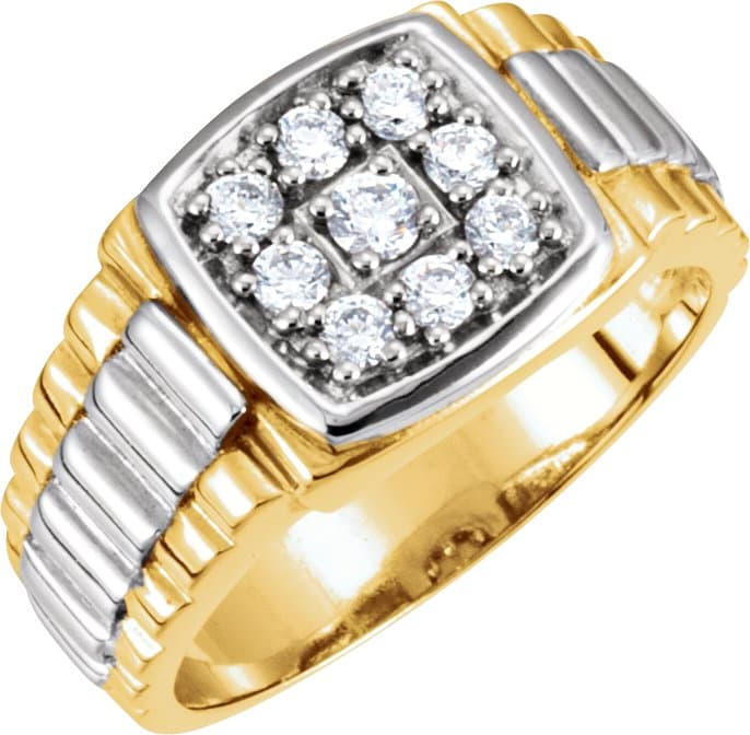 14K Yellow/White 3/8 CTW Natural Diamond Ring