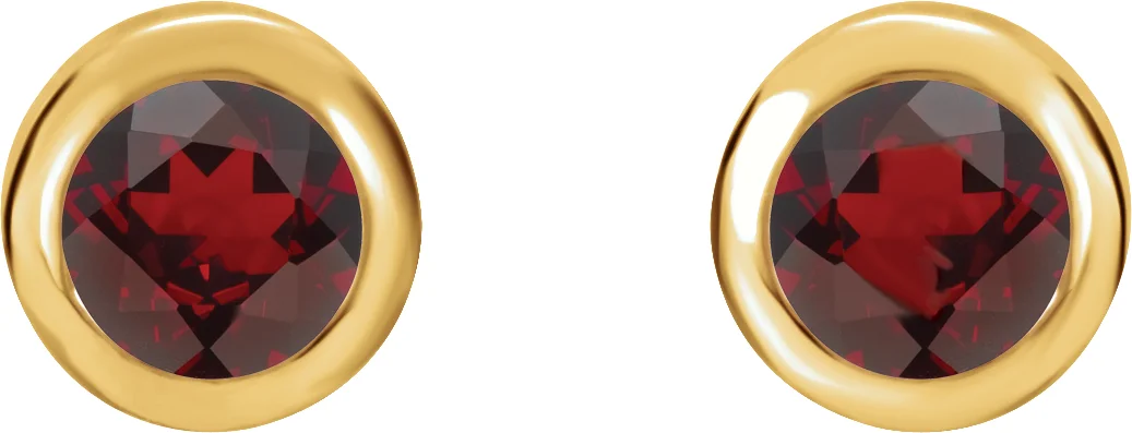 Round Bezel-Set Birthstone Stud Earrings, view 3