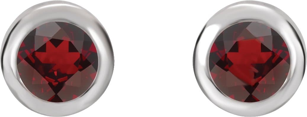 Round Bezel-Set Birthstone Stud Earrings view 2