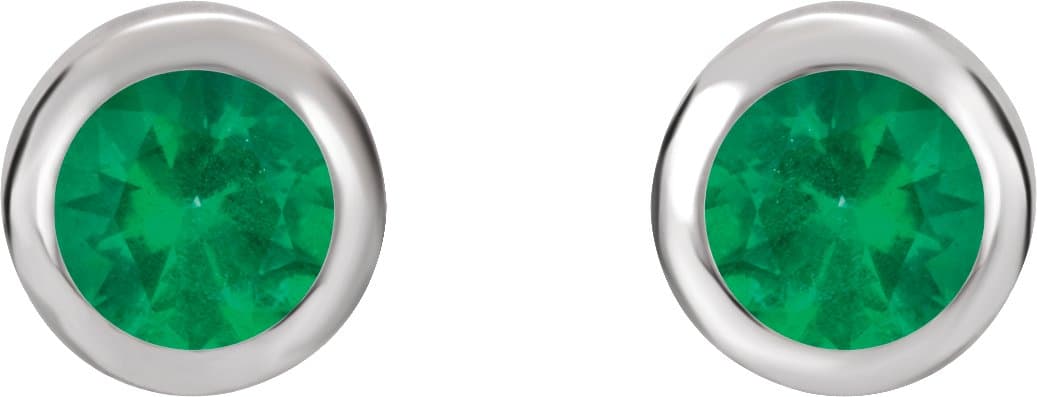Round Bezel-Set Birthstone Stud Earrings view 2