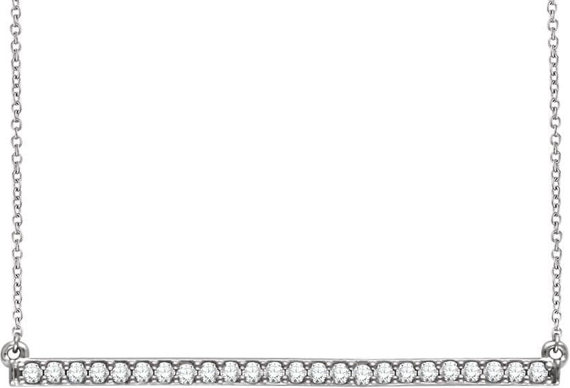 14K White Gold 1/3 CTW Natural Diamond Bar 16-18" Necklace