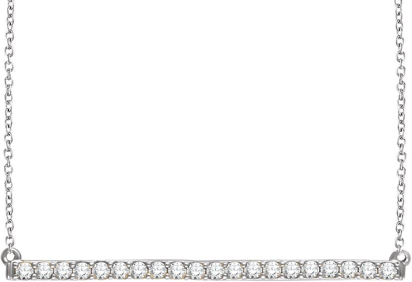 14K White Gold 1/3 CTW Natural Diamond Bar 16-18" Necklace