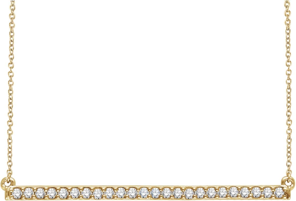 14K White Gold 1/3 CTW Natural Diamond Bar 16-18" Necklace
