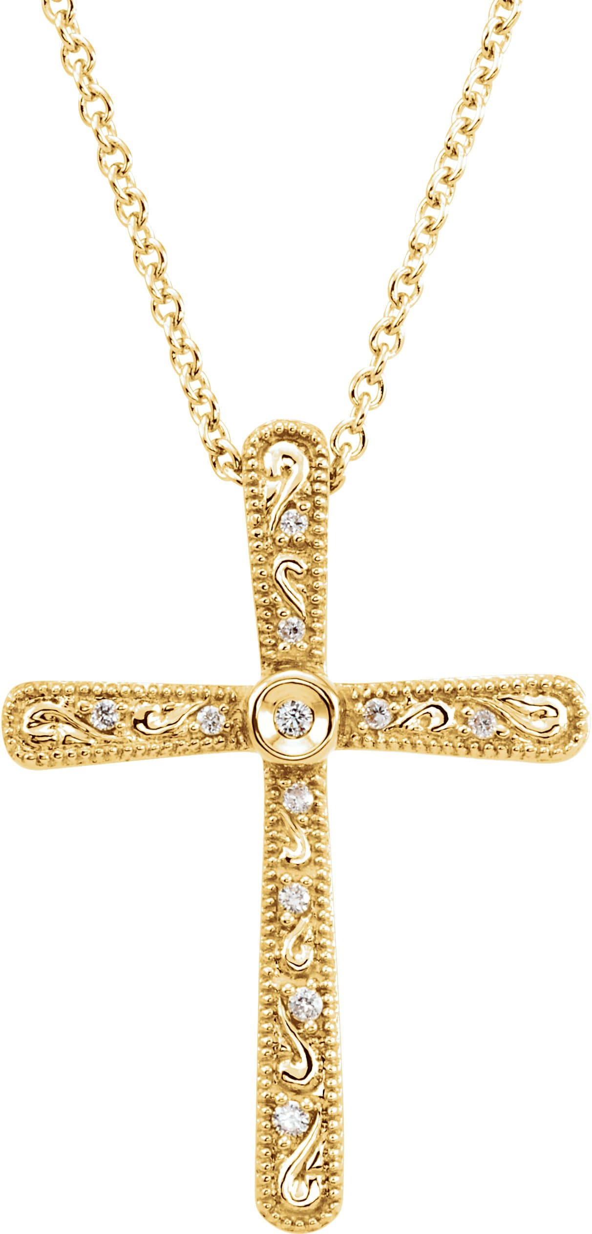 14K White .05 CTW Natural Diamond Cross 18" Necklace