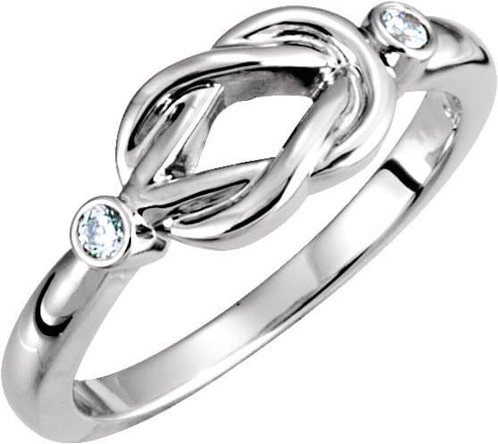 14K White .06 CTW Natural Diamond Knot Ring