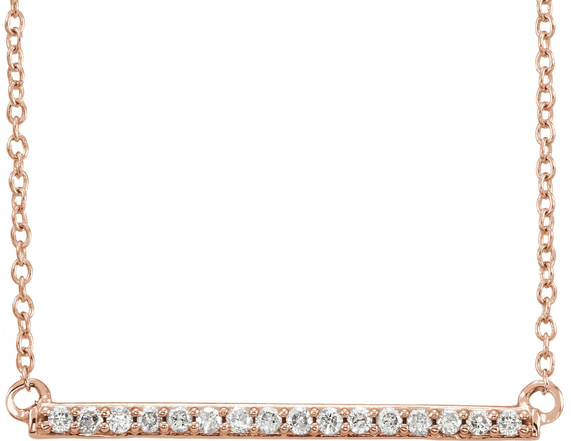 14K Rose 1/6 CTW Lab-Grown Diamond Bar 16-18 Necklace