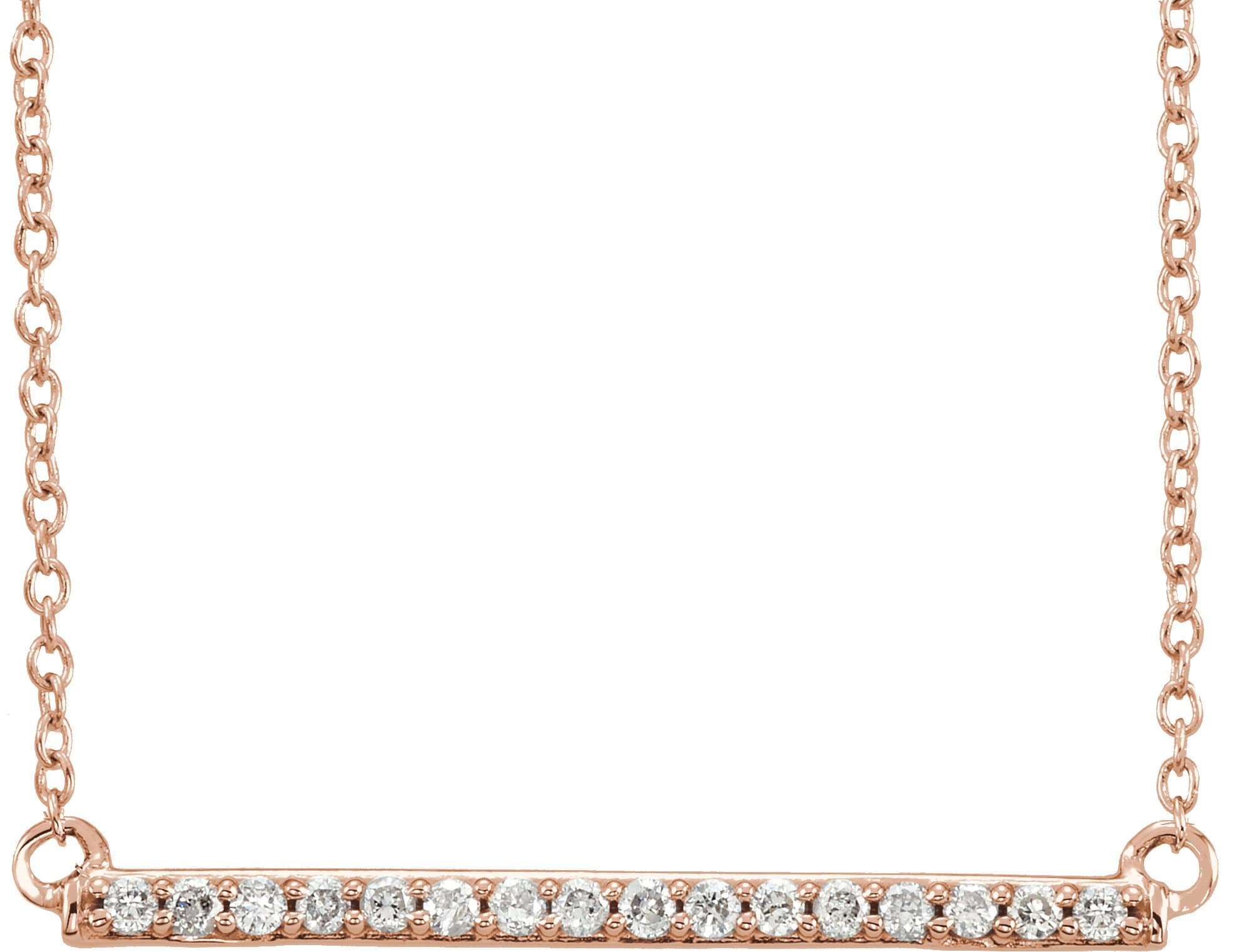 14K Rose 1/6 CTW Lab-Grown Diamond Bar 16-18 Necklace
