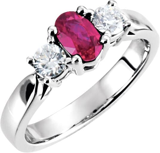 14K White Natural Ruby & 3/8 CTW Natural Diamond Ring