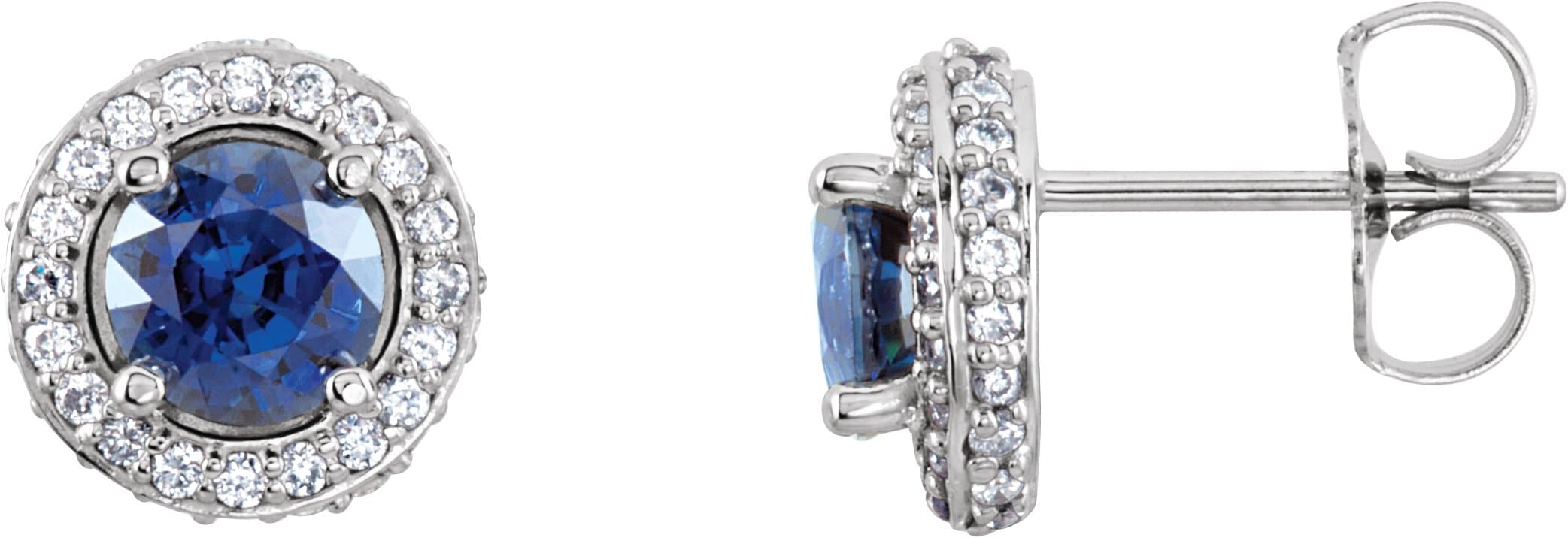 Platinum Natural Blue Sapphire & 1/3 CTW Natural Diamond Earrings