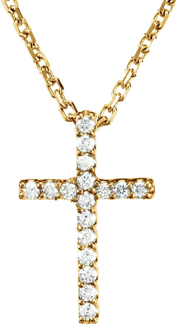 14K Rose .06 CTW Lab-Grown Diamond Petite Cross 16 Necklace