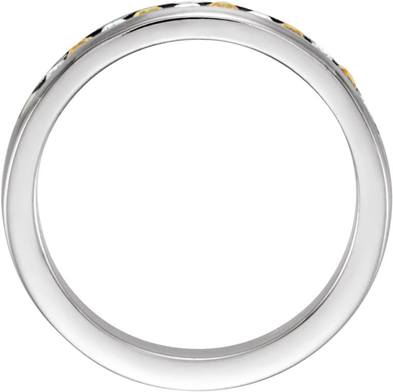 14K White Natural Yellow Sapphire & 1/8 CTW Natural Diamond Anniversary Band Size 6 view 2