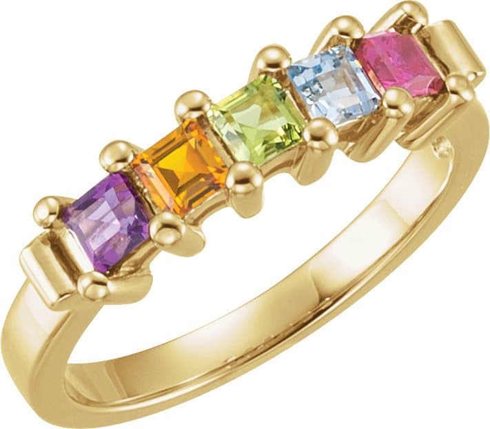 18K Yellow 5-Stone Family Ring Mounting