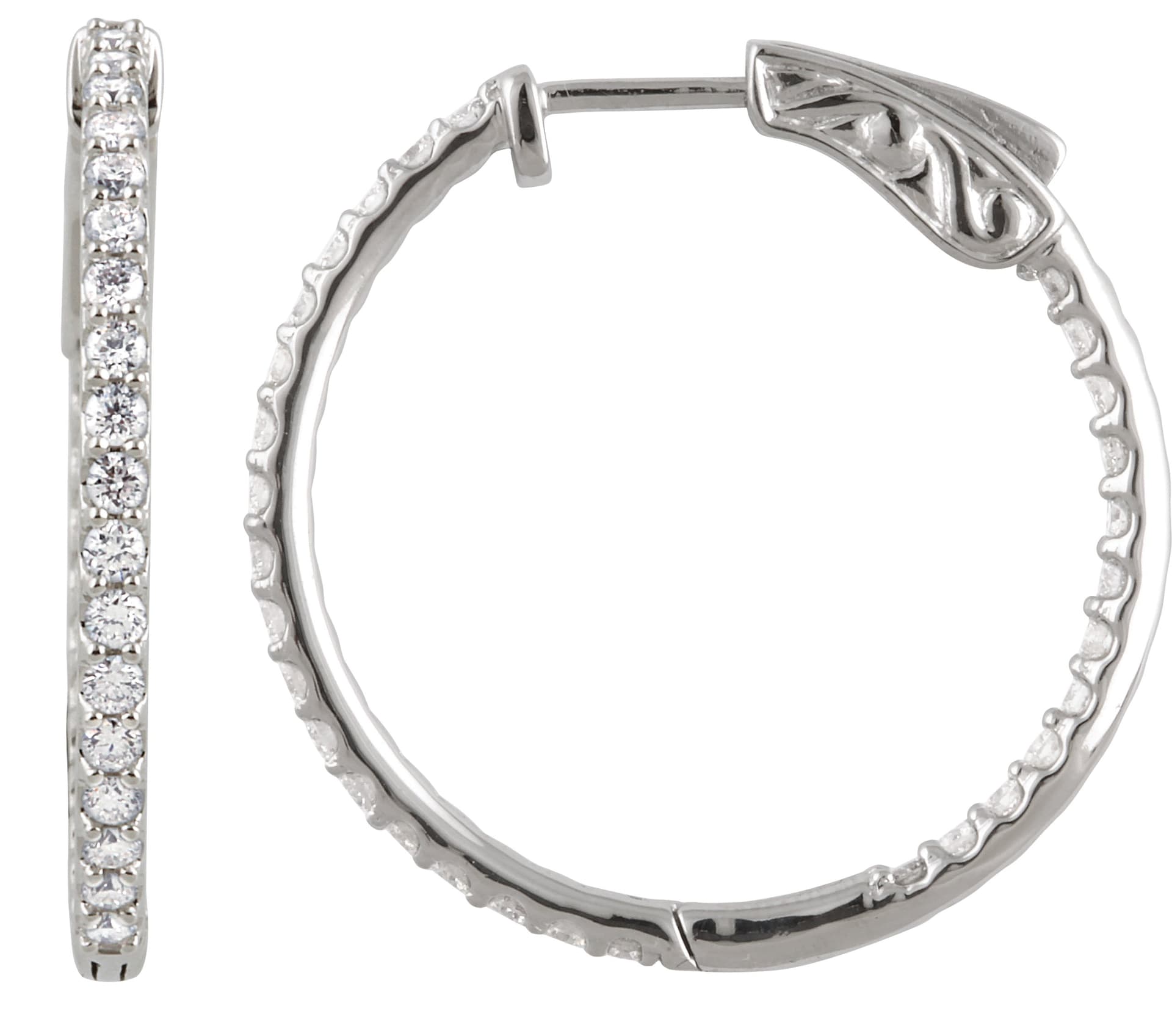 14K Rose 1 CTW Lab-Grown Diamond Inside-Outside 26.5 mm Hinged Hoop Earrings