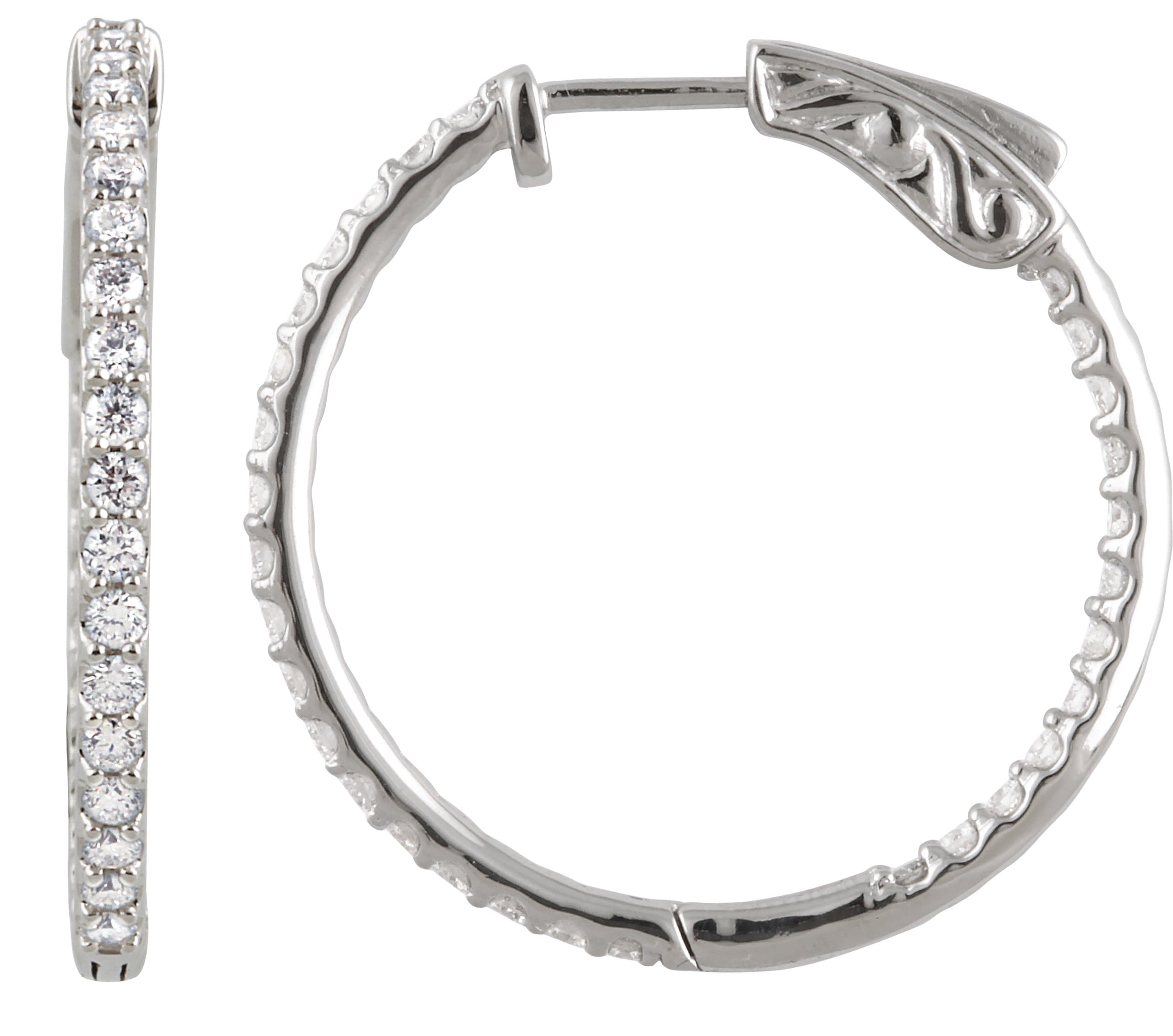 14K Rose 1 CTW Lab-Grown Diamond Inside-Outside 26.5 mm Hinged Hoop Earrings