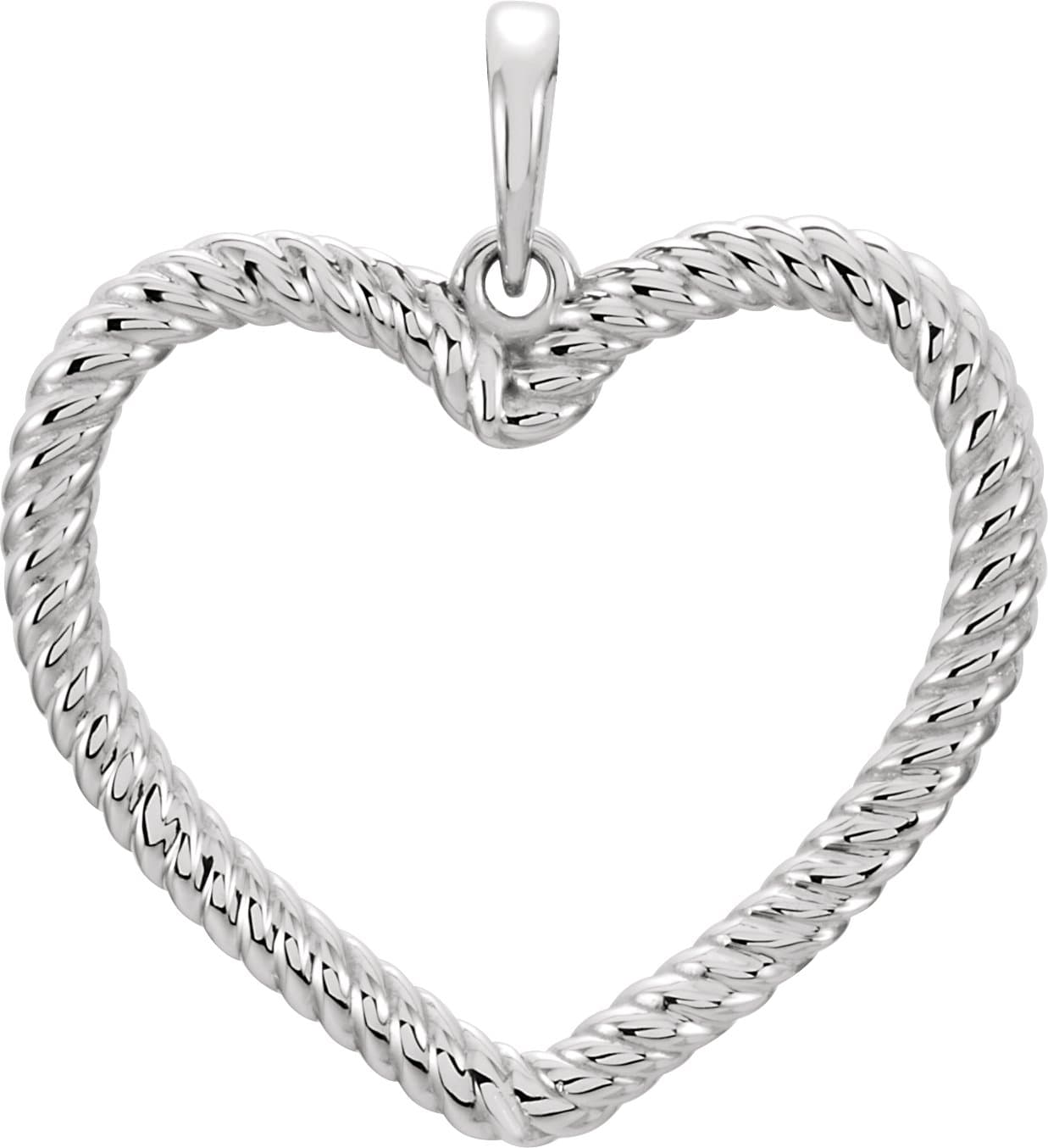 14K Rose Rope Heart Pendant