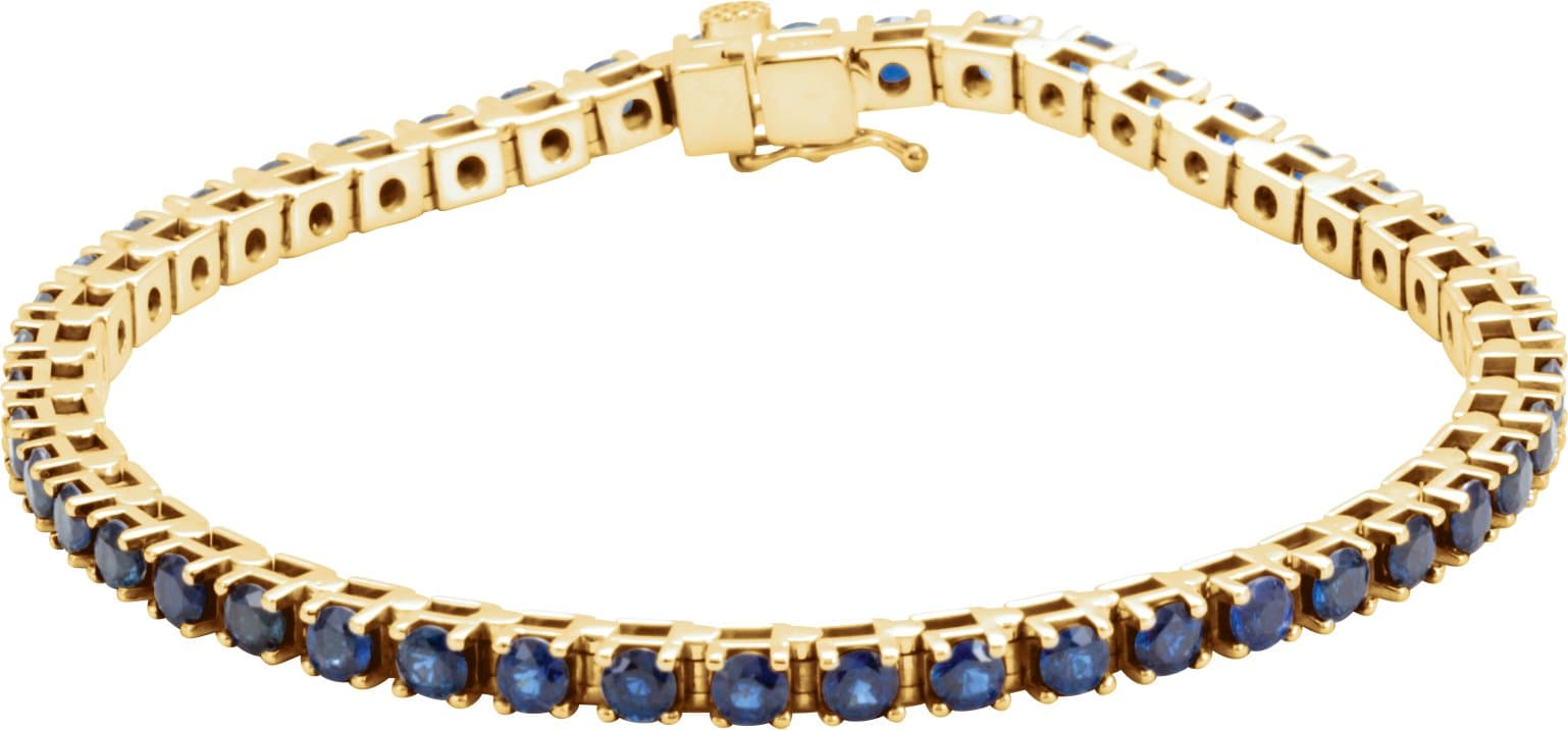14K White Lab-Grown Emerald Line 7" Bracelet