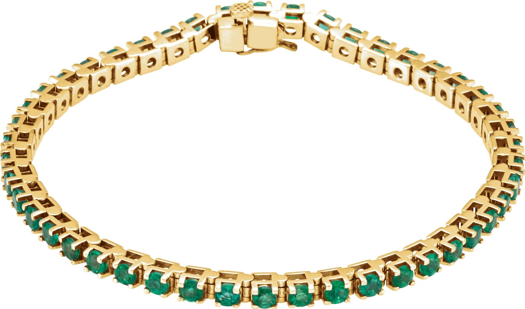 14K White Lab-Grown Emerald Line 7" Bracelet