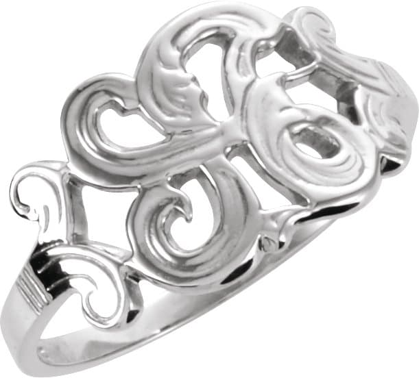Platinum Script Initial A Ring