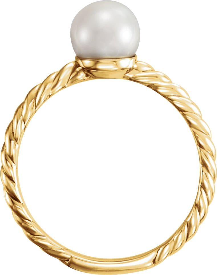 14K Yellow 6.5-7 mm Cultured White Freshwater Pearl Ring view 2