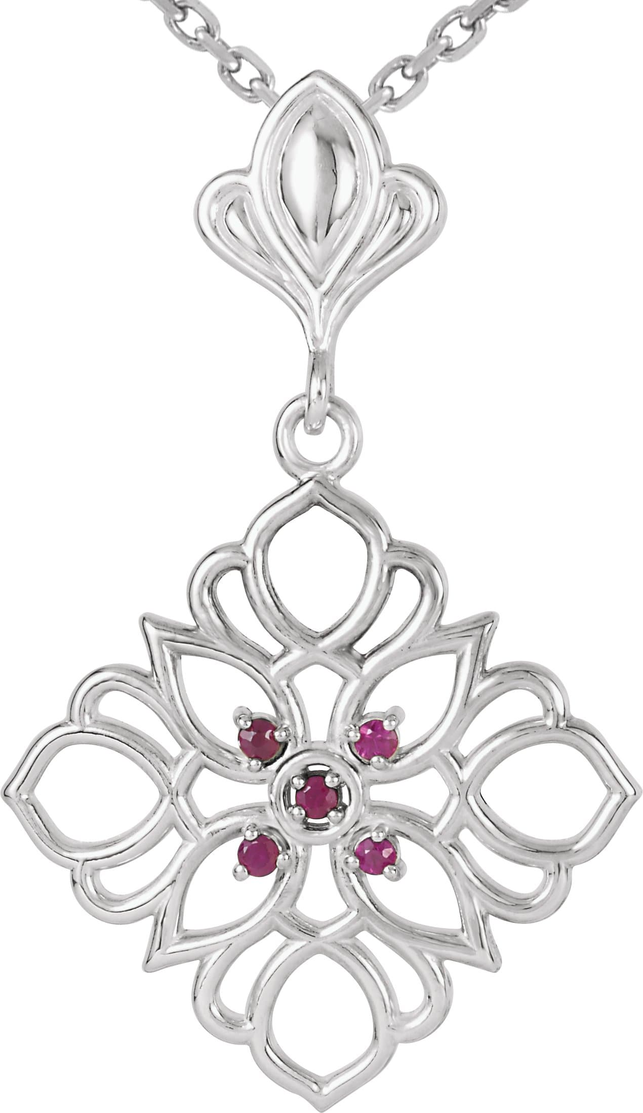 Sterling Silver Natural Ruby 18 Necklace