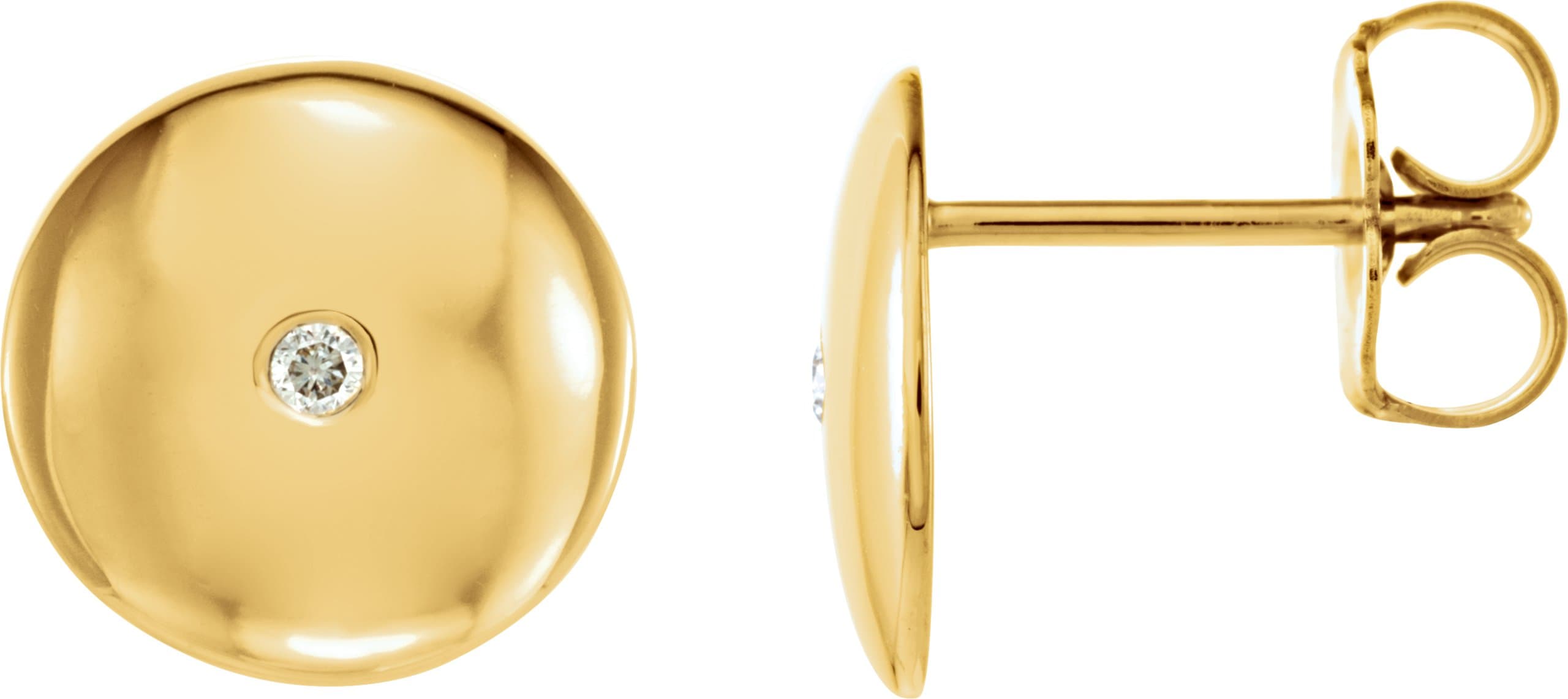 14K Yellow  .03 CTW Natural Diamond Domed Earrings