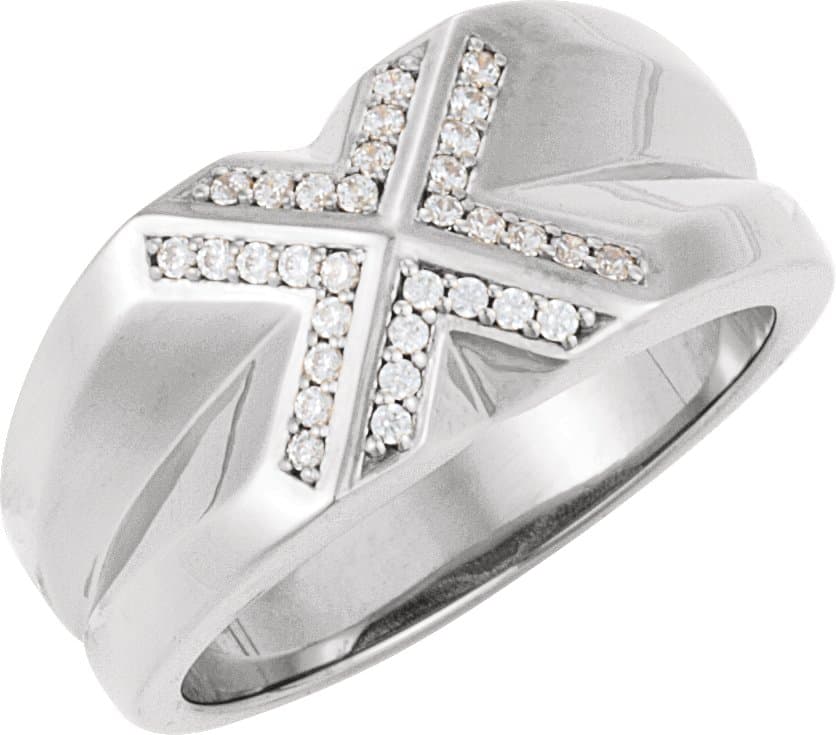 14K White 1.2 mm Round Accented Ring Mounting