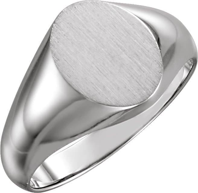 10K White 10x8 mm Oval Signet Ring