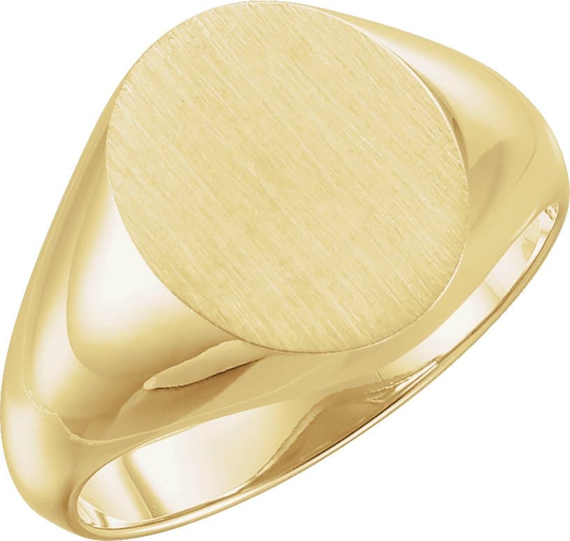 10K White 16x14 mm Oval Signet Ring