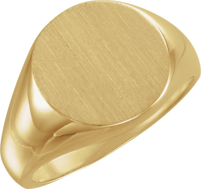 10K White Round Signet Ring