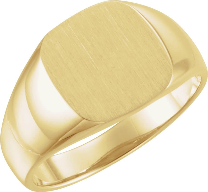 10K White Square Signet Ring