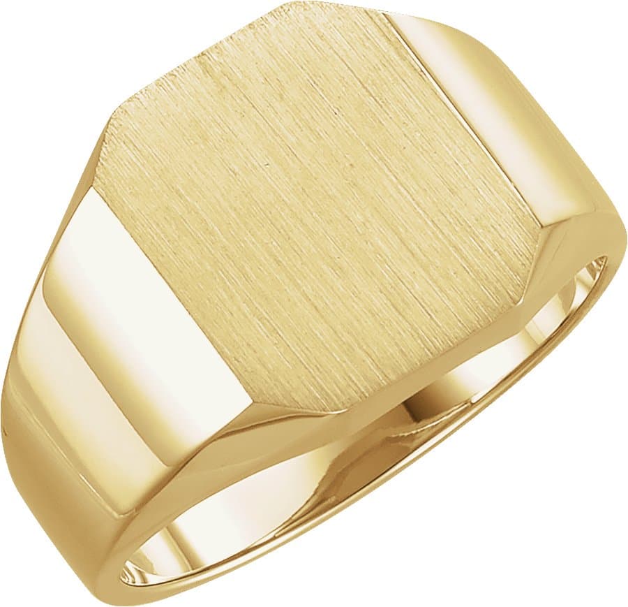 10K White Octagon Signet Ring