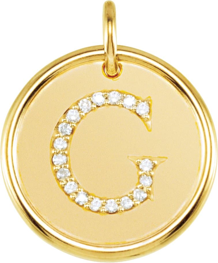 14K Yellow Gold 1/10 CTW Natural Diamond Posh Mommy® Initial G Pendant