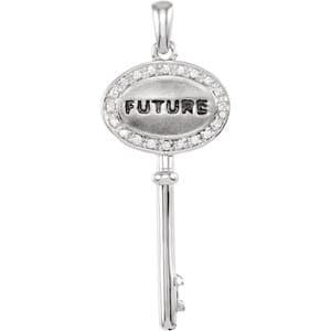 Sterling Silver 1/10 CTW Natural Diamond Future Key Pendant